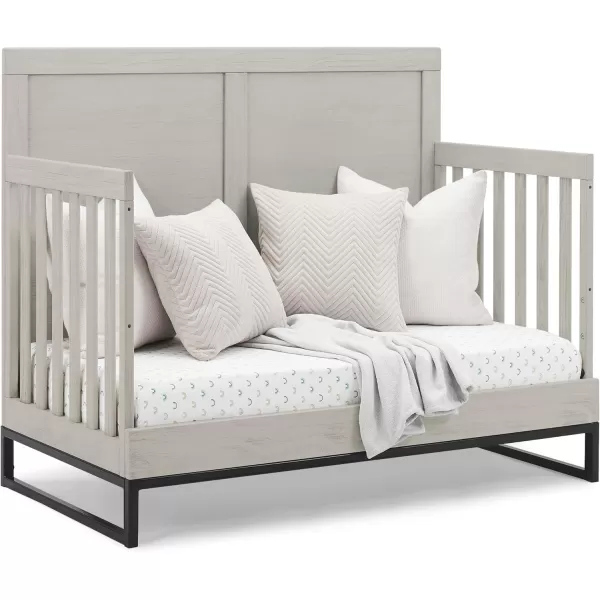 Simmons Kids Foundry 6-in-1 Convertible Baby Crib, Rustic Mist with Matte Black
