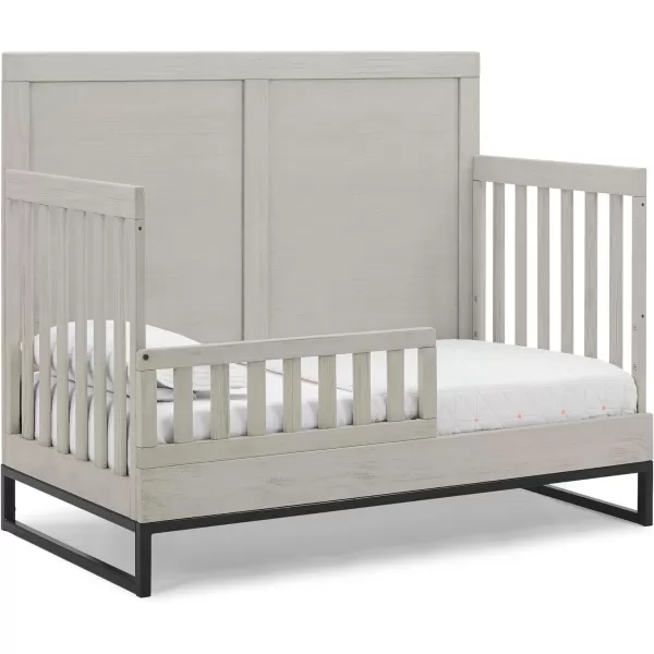 Simmons Kids Foundry 6-in-1 Convertible Baby Crib, Rustic Mist with Matte Black