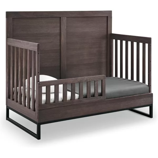 Simmons Kids Foundry 6-in-1 Convertible Baby Crib, Rustic Mist with Matte Black
