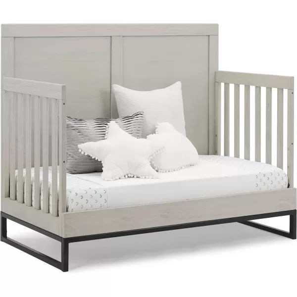 Simmons Kids Foundry 6-in-1 Convertible Baby Crib, Rustic Mist with Matte Black
