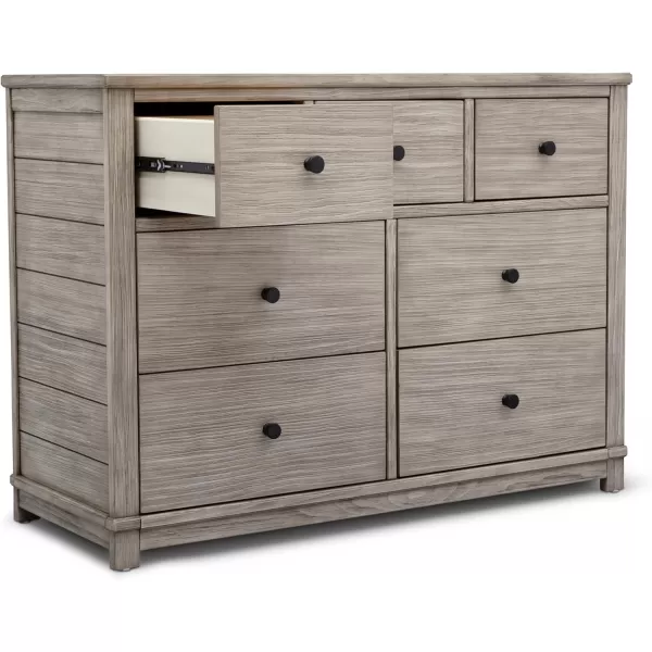 Simmons Kids Monterey 7 Drawer Dresser with Interlocking Drawers, Rustic White