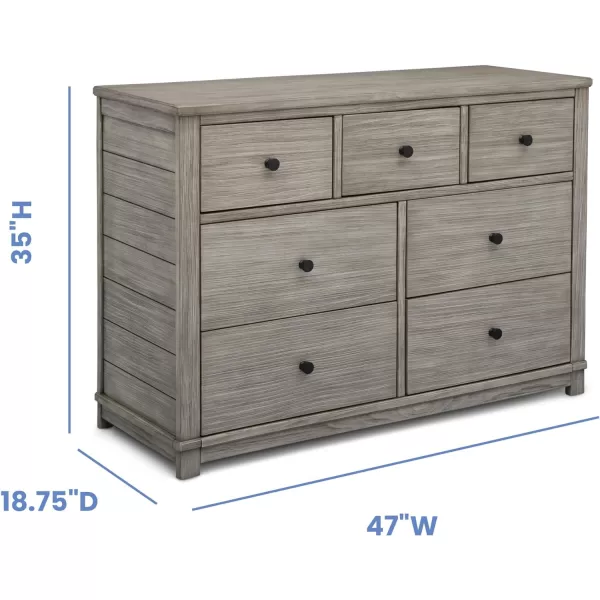 Simmons Kids Monterey 7 Drawer Dresser with Interlocking Drawers, Rustic White