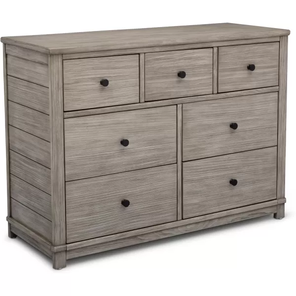 Simmons Kids Monterey 7 Drawer Dresser with Interlocking Drawers, Rustic White