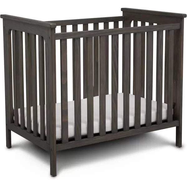 Simmons Kids Monterey Mini Crib with Mattress - Greenguard Gold Certified, Rustic Gray