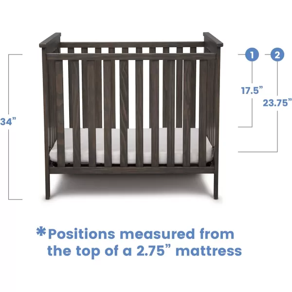 Simmons Kids Monterey Mini Crib with Mattress - Greenguard Gold Certified, Rustic Gray