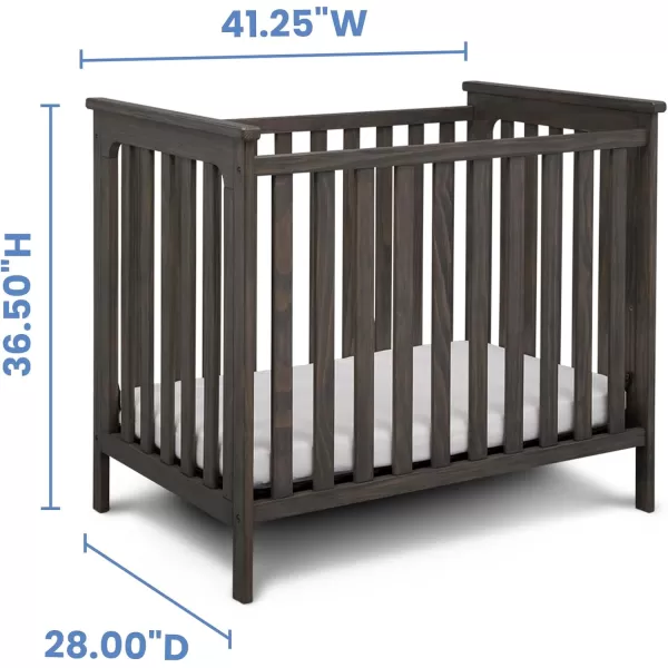 Simmons Kids Monterey Mini Crib with Mattress - Greenguard Gold Certified, Rustic Gray