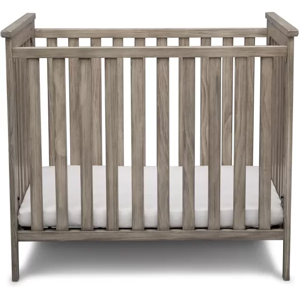 Simmons Kids Monterey Mini Crib with Mattress - Greenguard Gold Certified, Rustic Gray