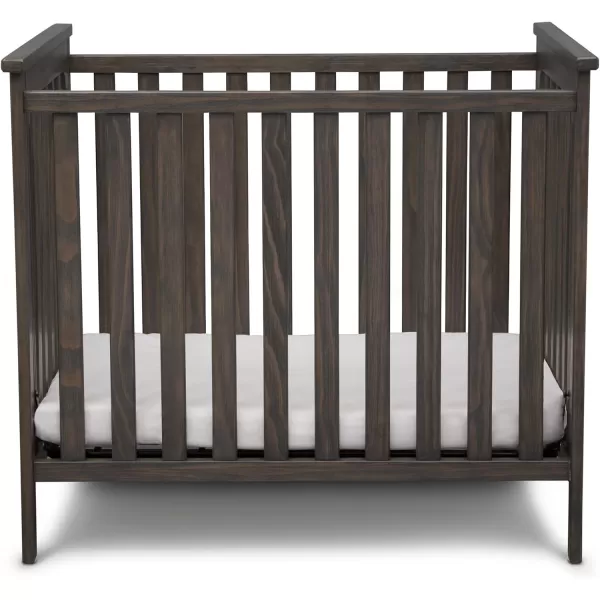 Simmons Kids Monterey Mini Crib with Mattress - Greenguard Gold Certified, Rustic Gray