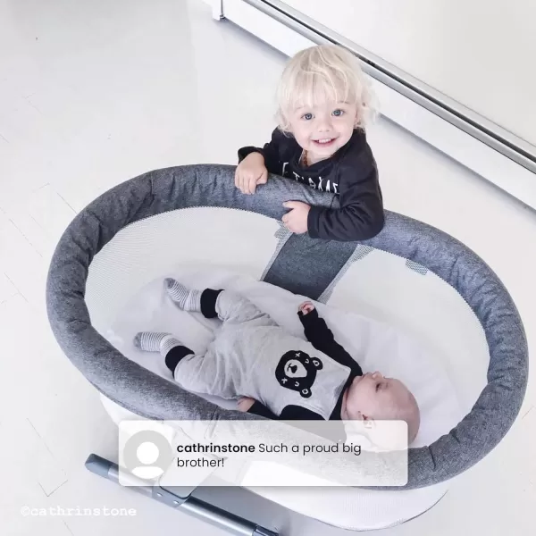 Simmons Kids Oval City Sleeper Bedside Bassinet - Adjustable Height Portable Crib with Wheels &amp; Airflow Mesh, Grey Tweed 31.5x19.7x30 Inch 