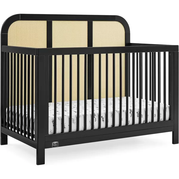 Simmons Kids Theo 6-in-1 Convertible Crib - Greenguard Gold Certified, Black/Textured Almond