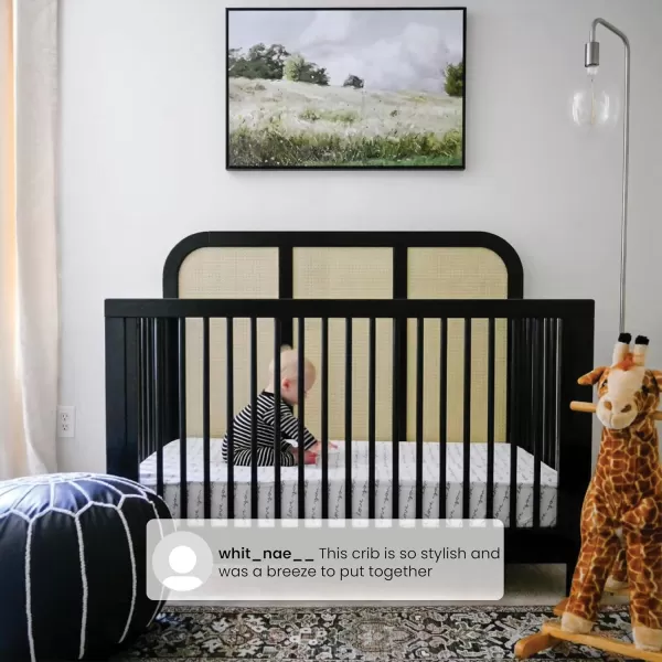 Simmons Kids Theo 6-in-1 Convertible Crib - Greenguard Gold Certified, Black/Textured Almond
