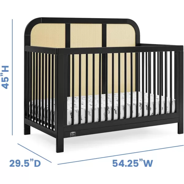 Simmons Kids Theo 6-in-1 Convertible Crib - Greenguard Gold Certified, Black/Textured Almond