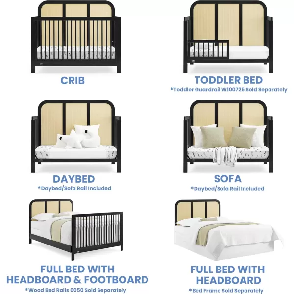 Simmons Kids Theo 6-in-1 Convertible Crib - Greenguard Gold Certified, Black/Textured Almond