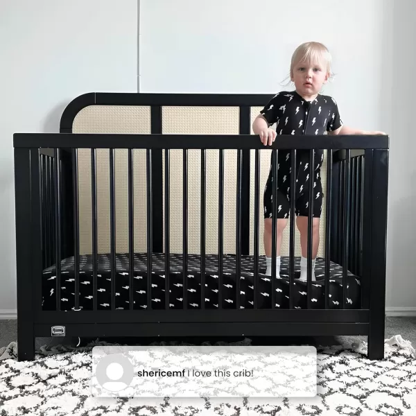 Simmons Kids Theo 6-in-1 Convertible Crib - Greenguard Gold Certified, Black/Textured Almond