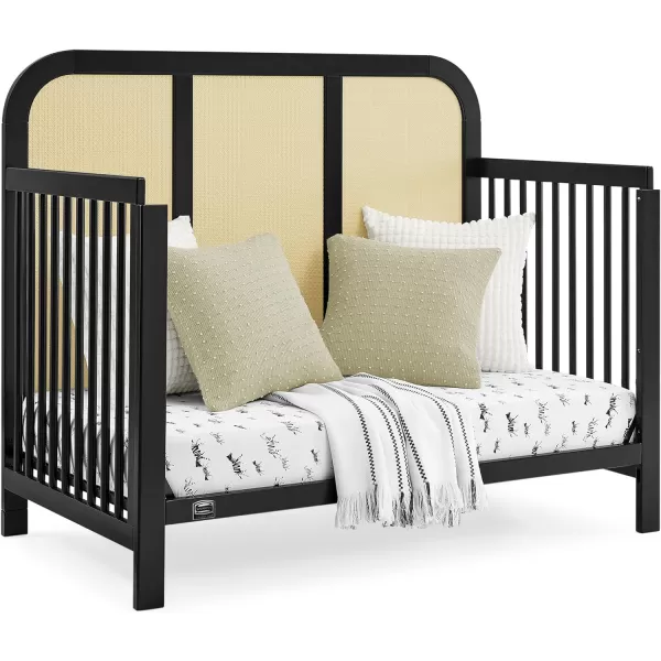 Simmons Kids Theo 6-in-1 Convertible Crib - Greenguard Gold Certified, Black/Textured Almond
