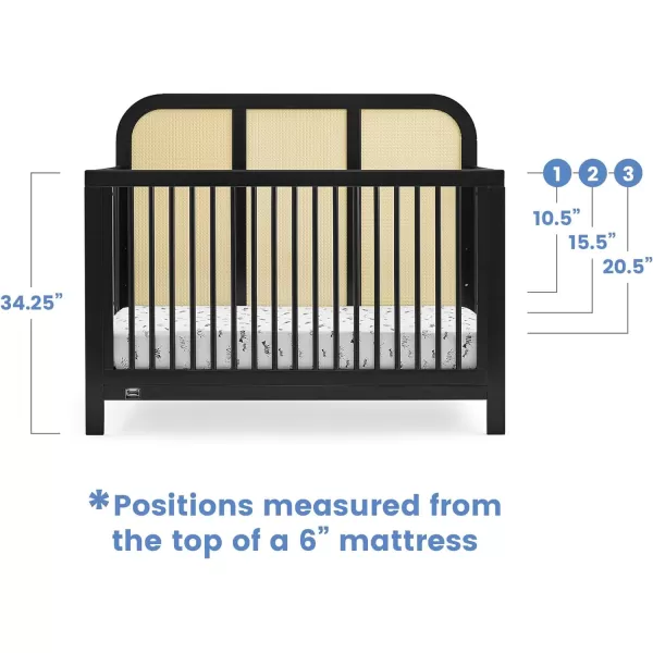 Simmons Kids Theo 6-in-1 Convertible Crib - Greenguard Gold Certified, Black/Textured Almond