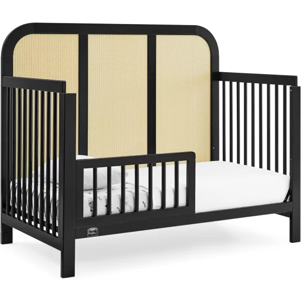 Simmons Kids Theo 6-in-1 Convertible Crib - Greenguard Gold Certified, Black/Textured Almond