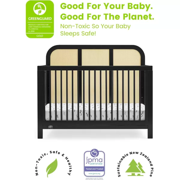 Simmons Kids Theo 6-in-1 Convertible Crib - Greenguard Gold Certified, Black/Textured Almond