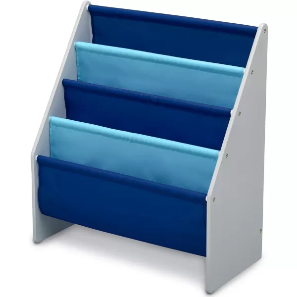 Sling Book Rack Bookshelf for Kids - Easy-to-Reach Storage for Books, Magazines or Coloring Books - Ideal for Playrooms &amp; Homeschooling - Greenguard Gold Certified, Grey/Blue