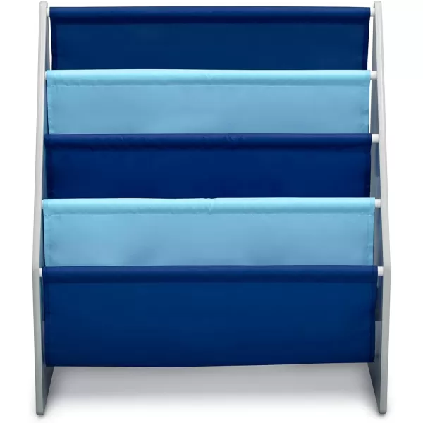 Sling Book Rack Bookshelf for Kids - Easy-to-Reach Storage for Books, Magazines or Coloring Books - Ideal for Playrooms &amp; Homeschooling - Greenguard Gold Certified, Grey/Blue