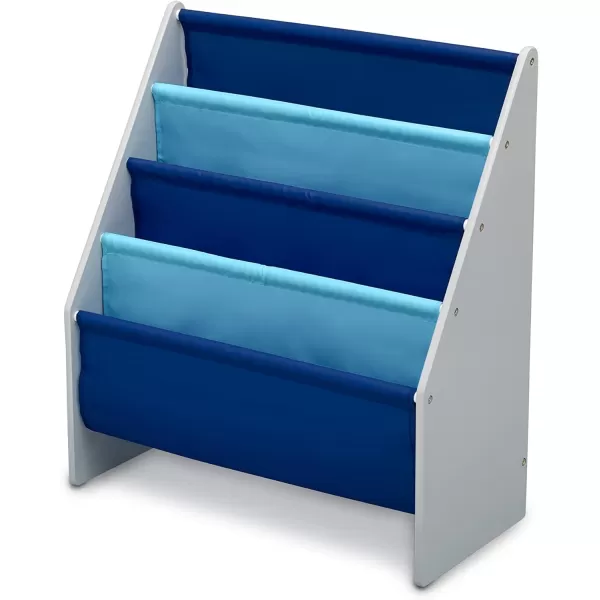 Sling Book Rack Bookshelf for Kids - Easy-to-Reach Storage for Books, Magazines or Coloring Books - Ideal for Playrooms &amp; Homeschooling - Greenguard Gold Certified, Grey/Blue