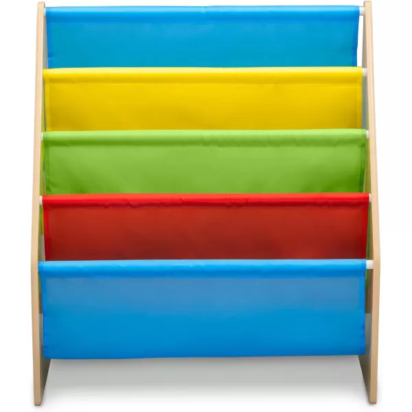 Sling Book Rack Bookshelf for Kids - Easy-to-Reach Storage for Books, Magazines or Coloring Books - Ideal for Playrooms &amp; Homeschooling - Greenguard Gold Certified, Grey/Blue