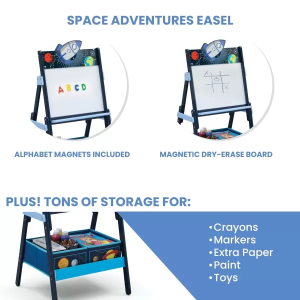 Space Adventures Wooden Activity Easel with Storage - Ideal for Arts &amp; Crafts, Drawing, Homeschooling and More - Greenguard Gold Certified, Blue