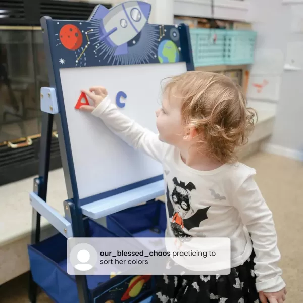 Space Adventures Wooden Activity Easel with Storage - Ideal for Arts &amp; Crafts, Drawing, Homeschooling and More - Greenguard Gold Certified, Blue