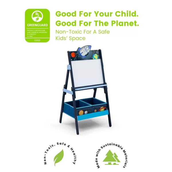Space Adventures Wooden Activity Easel with Storage - Ideal for Arts &amp; Crafts, Drawing, Homeschooling and More - Greenguard Gold Certified, Blue