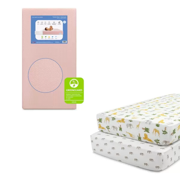 Twinkle Stars Breathable Baby Bed Crib Mattress and Toddler Mattress with Removable/Machine Washable Cover - GREENGUARD Gold – Waterproof - Sustainably Sourced Core Fiber Core, Green