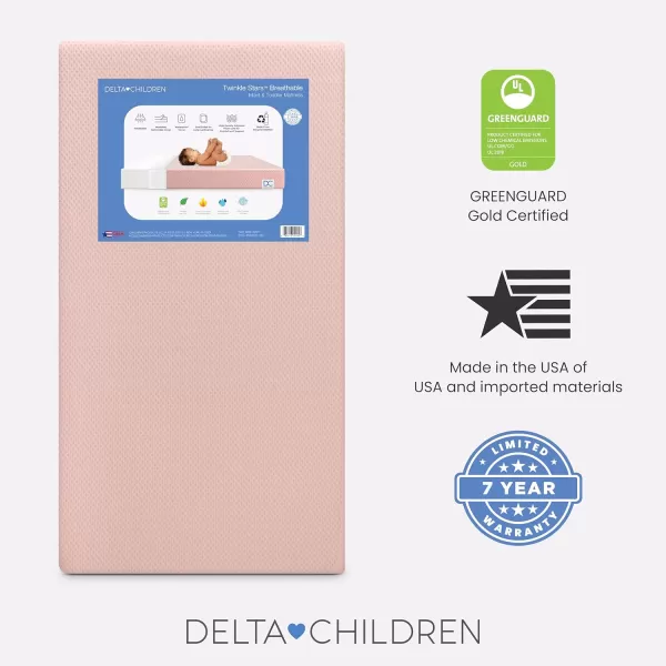 Twinkle Stars Breathable Baby Bed Crib Mattress and Toddler Mattress with Removable/Machine Washable Cover - GREENGUARD Gold – Waterproof - Sustainably Sourced Core Fiber Core, Green