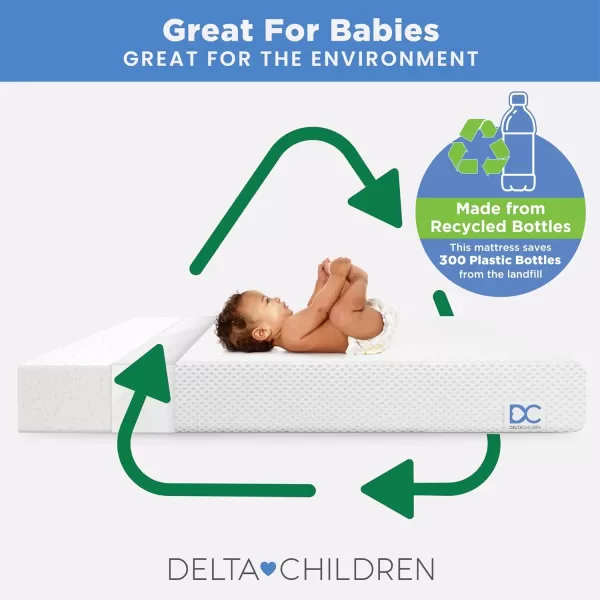 Twinkle Stars Breathable Baby Bed Crib Mattress and Toddler Mattress with Removable/Machine Washable Cover - GREENGUARD Gold – Waterproof - Sustainably Sourced Core Fiber Core, Green