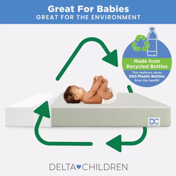Twinkle Stars Breathable Baby Bed Crib Mattress and Toddler Mattress with Removable/Machine Washable Cover - GREENGUARD Gold – Waterproof - Sustainably Sourced Core Fiber Core, Green