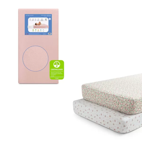 Twinkle Stars Breathable Baby Bed Crib Mattress and Toddler Mattress with Removable/Machine Washable Cover - GREENGUARD Gold – Waterproof - Sustainably Sourced Core Fiber Core, Green