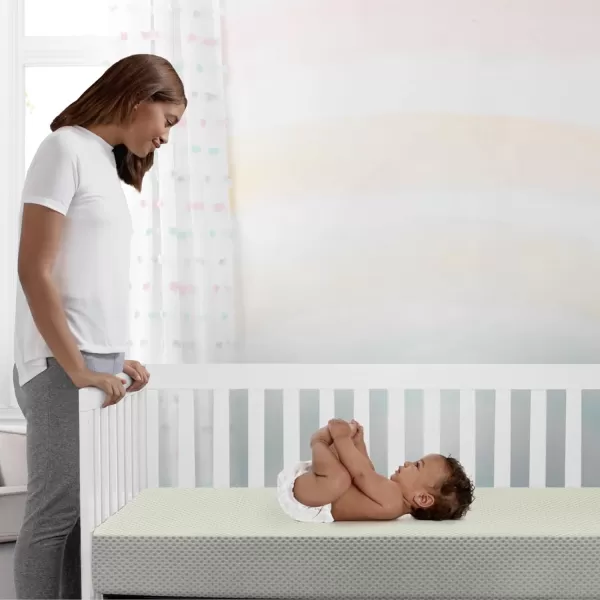 Twinkle Stars Breathable Baby Bed Crib Mattress and Toddler Mattress with Removable/Machine Washable Cover - GREENGUARD Gold – Waterproof - Sustainably Sourced Core Fiber Core, Green