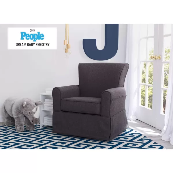 Upholstered Glider Swivel Rocker Chair, Charcoal