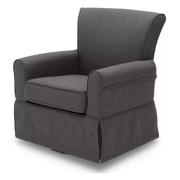 Upholstered Glider Swivel Rocker Chair, Charcoal