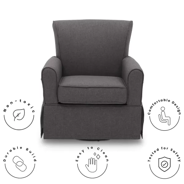 Upholstered Glider Swivel Rocker Chair, Charcoal