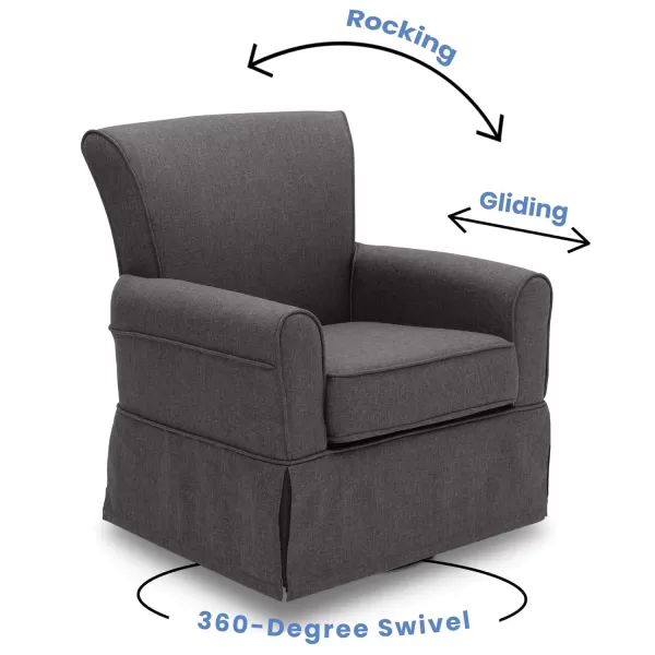 Upholstered Glider Swivel Rocker Chair, Charcoal