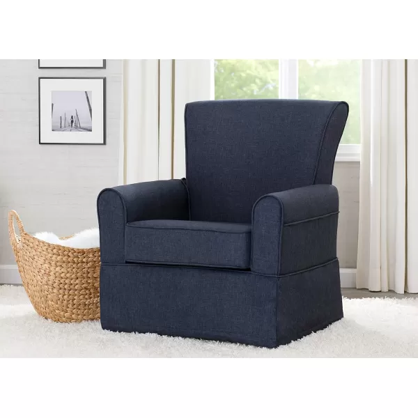 Upholstered Glider Swivel Rocker Chair, Charcoal