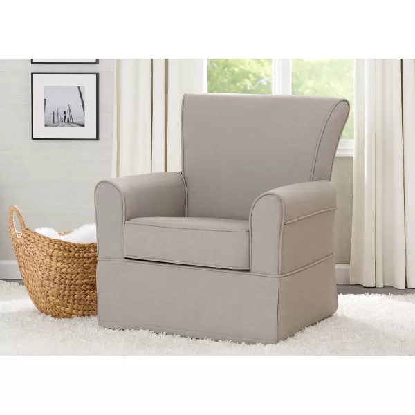 Upholstered Glider Swivel Rocker Chair, Charcoal