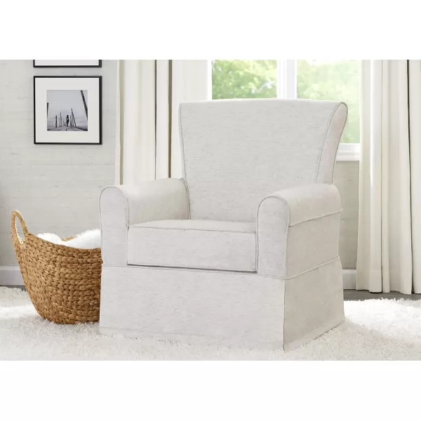 Upholstered Glider Swivel Rocker Chair, Charcoal