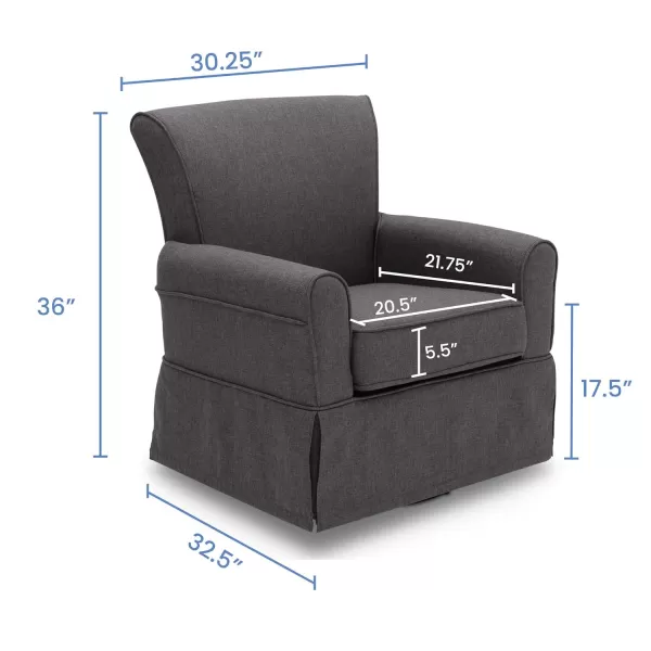 Upholstered Glider Swivel Rocker Chair, Charcoal