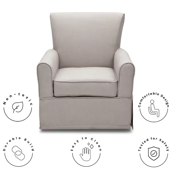 Upholstered Glider Swivel Rocker Chair, Charcoal