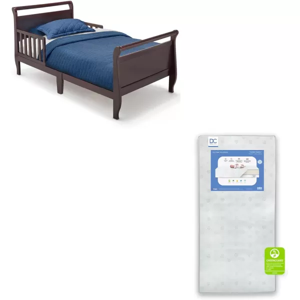 Wood Toddler Bed Sleigh, Crib, Black Cherry Espresso