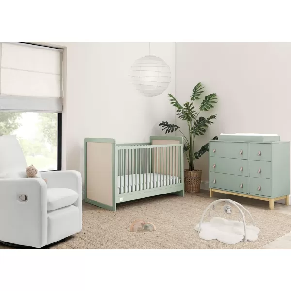 babyGap Liam 4-in-1 Convertible Crib - Greenguard Gold Certified, Sage Green/Natural
