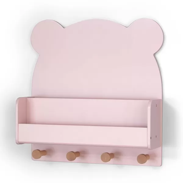 babyGap by Delta Children Brannan Bear Wall Shelf with 4 Hooks, White