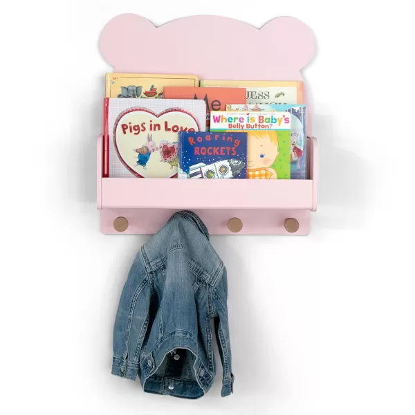 babyGap by Delta Children Brannan Bear Wall Shelf with 4 Hooks, White