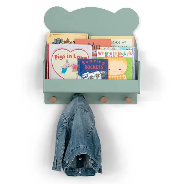 babyGap by Delta Children Brannan Bear Wall Shelf with 4 Hooks, White