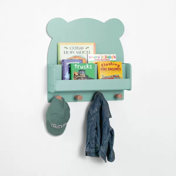 babyGap by Delta Children Brannan Bear Wall Shelf with 4 Hooks, White